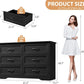 Charcoal Six Drawer Dresser With Handcrafted Woodwork