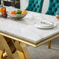 Faux Marble Dining Table 70 Inch With X Pedestal Base
