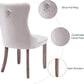 Beige Velvet Tufted Dining Chairs 4 Pack With Nailhead Trim