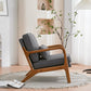 Gray Linen Upholstered MidCentury Chair With Pillow
