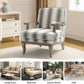 Patterned Upholstered Accent Chair With Wooden Base