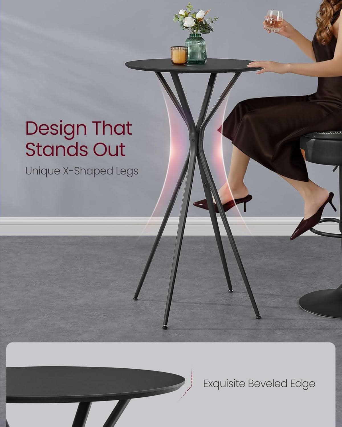 Round Bar Cocktail Table With Black Industrial Frame