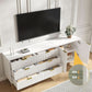 White Fluted TV Stand With Entertainment Center Storage