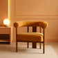 Luxurious Mustard Velvet Barrel Chair Solid Walnut
