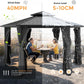 13x15 Ft Gray Hardtop Aluminum Gazebo OutdoorPatio