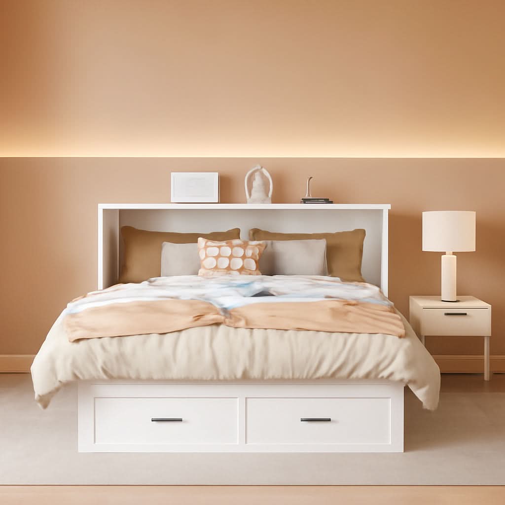 Queen Murphy Cabinet Bed With Storage Charging Station-0