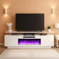 White 36-Inch Electric Fireplace TV Stand With 70-Inch LED Entertainment Center
