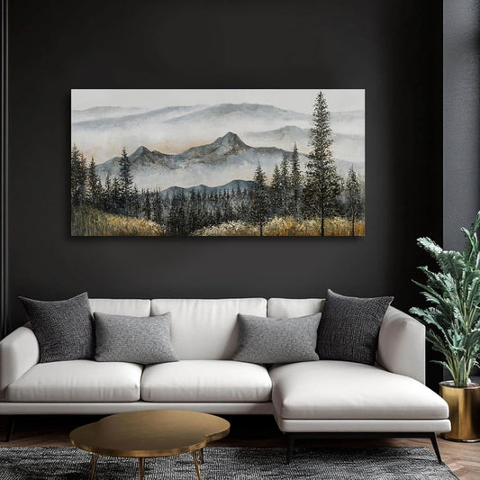 Green Forest Contemporary Wall Art 24x48 BohemianDecor