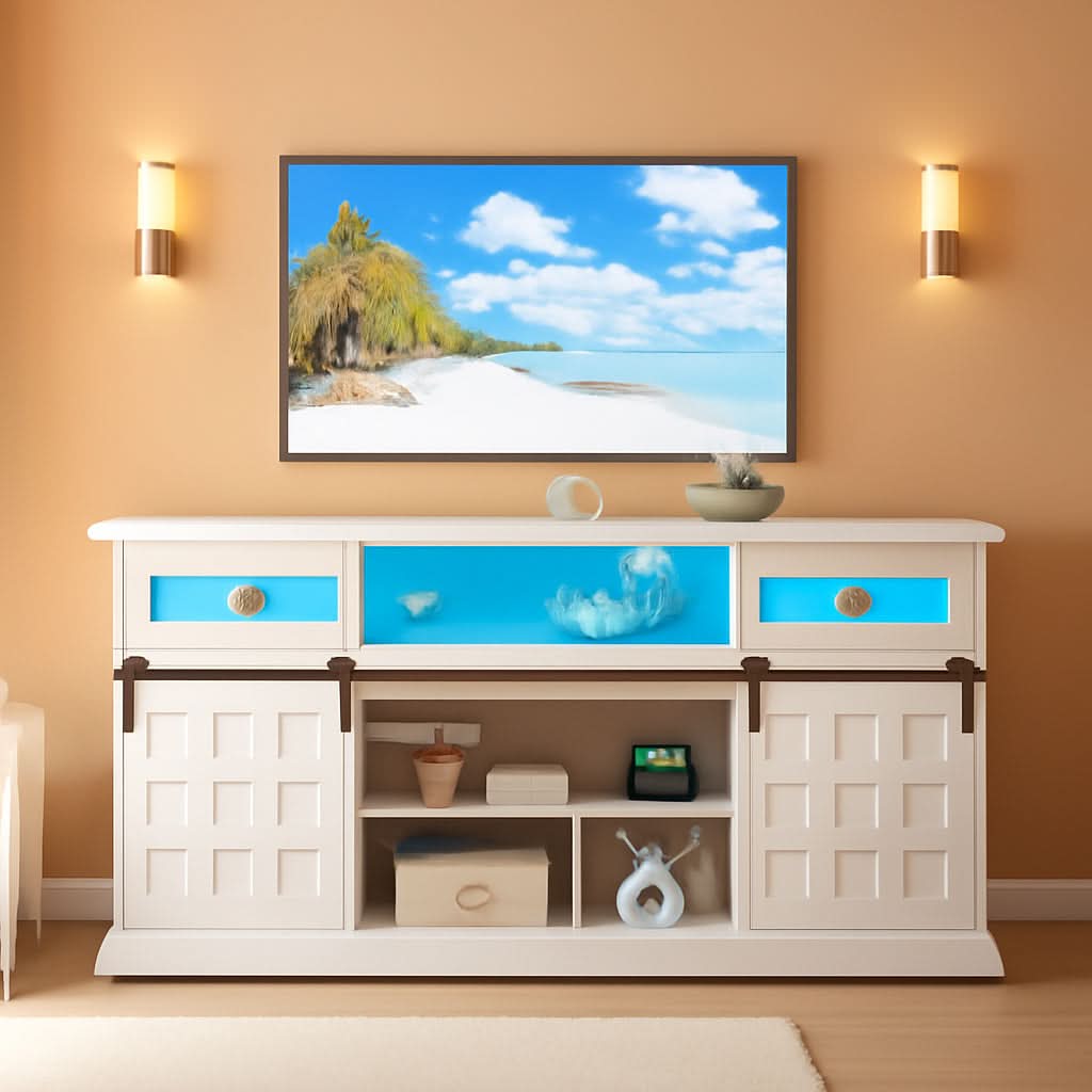 White Brown Farmhouse TV Stand 80 Inch Televisions