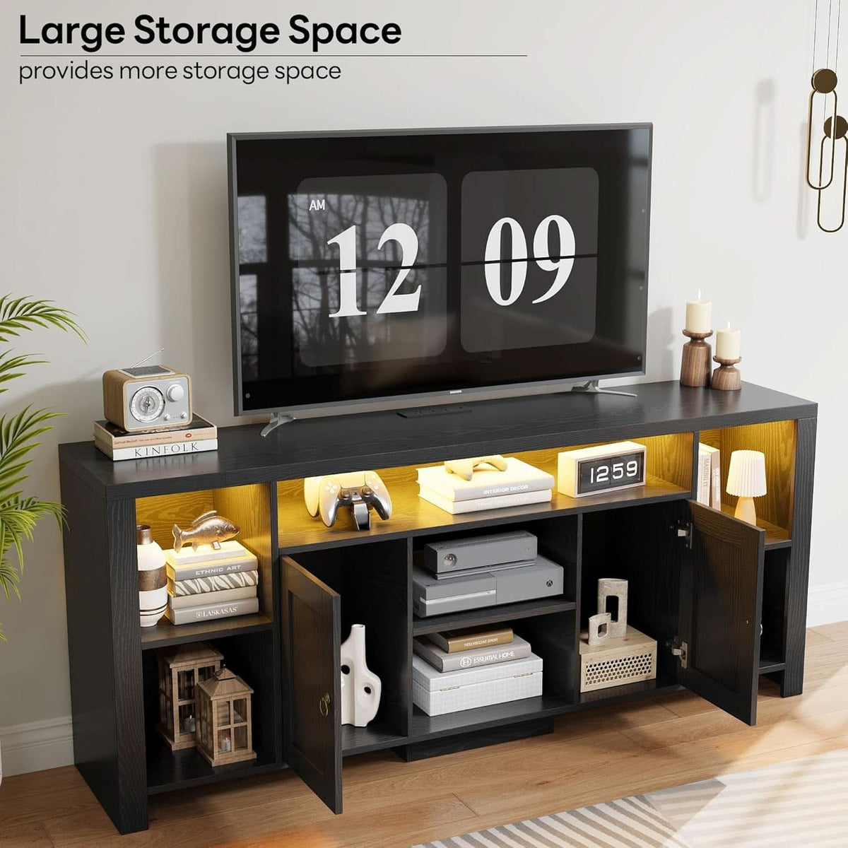 Eighty Inch TV Stand With Integrated LED Entertainment