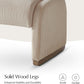 Beige Corduroy Ottoman With Contemporary Wood Legs