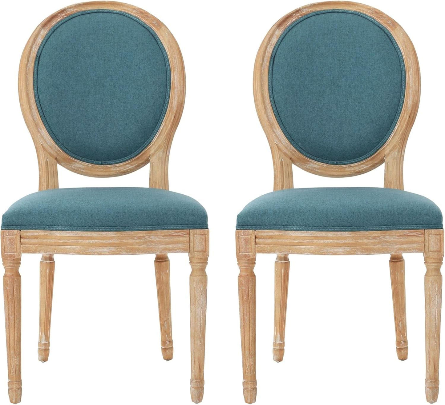 Phinnaeus Fabric Dining Chairs Set Dark Teal Two Piece