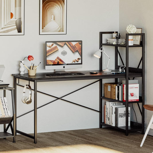 FiftyFiveInch Computer Desk With USB Outlet MatteBlack