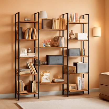 Industrial 14 Shelving Brown Bookcase Display Unit