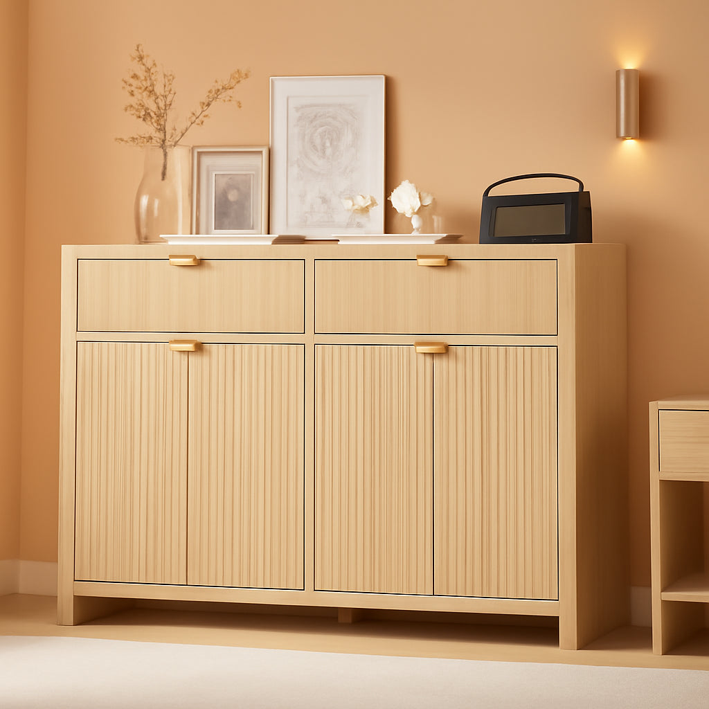 55Inch Wide Fluted Sideboard Buffet Cabinet Storage-0