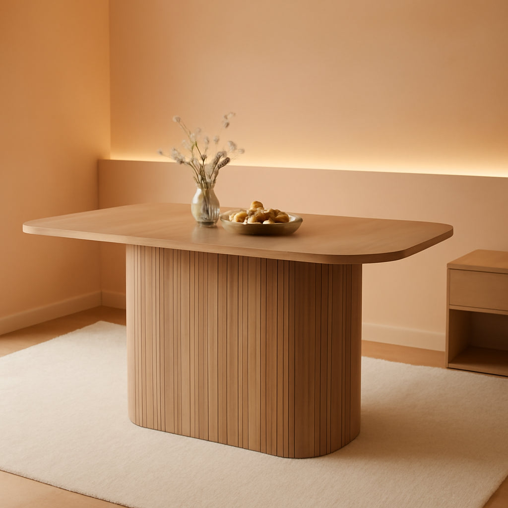 Contemporary 63 Inches Dining Table Rounded Corners