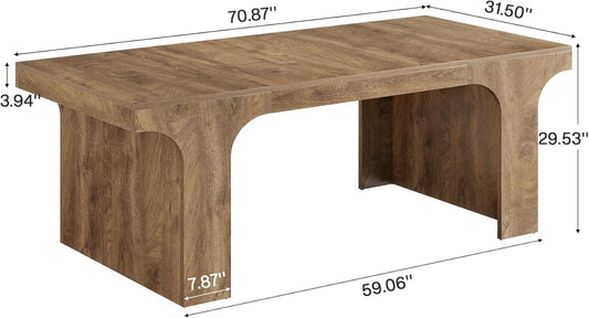 70.9 Inches Premium Handcrafted Wood Dining Table Arched Legs