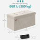 Cream White Foldable Storage Ottoman Bench 15x30x15
