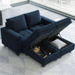 Velvet Modular Sectional Sofa With Storage Sleeper Blue