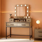 Brown Vanity Table With Illumination Mirror Lights