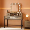 Brown Vanity Table With Illumination Mirror Lights