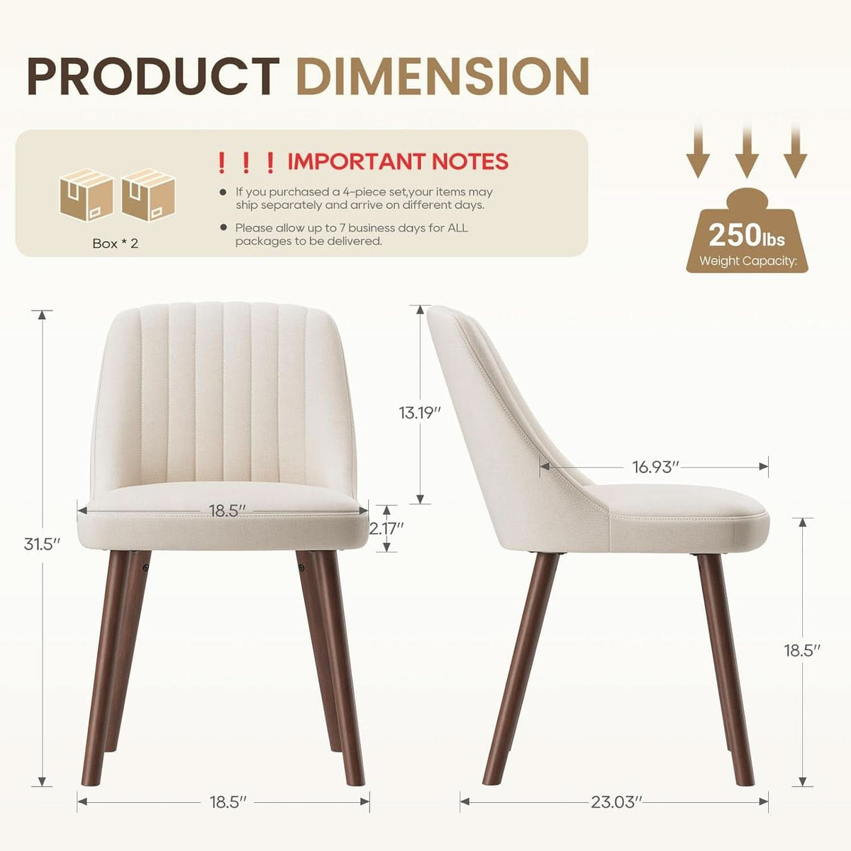 Beige Upholstered Dining Chairs With Contemporary Finish