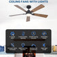 52Inch Matte Black Ceiling Fan Remote Dimmable LED Lights