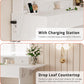 White Vanity Desk Illuminated Mirror Storage Cabinet-3