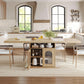 63 Inch Light Oak Farmhouse Dining Table For Four To Six