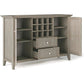 Rustic Gray Pine Wood Sideboard Buffet With Wine Storage