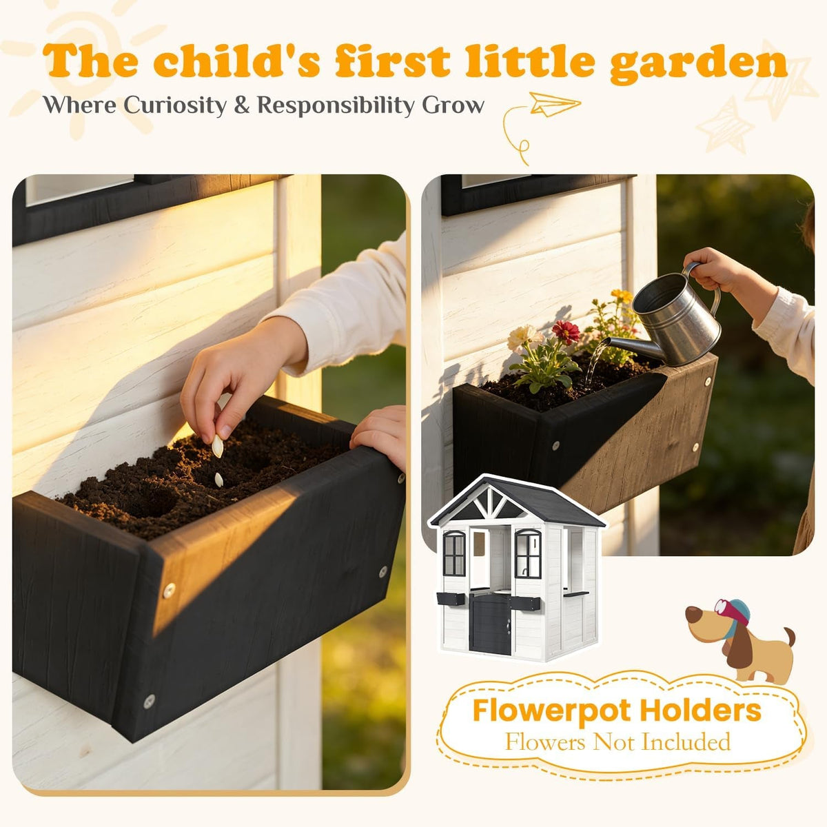 Outdoor Weatherproof Wooden Playhouse White Kitchen