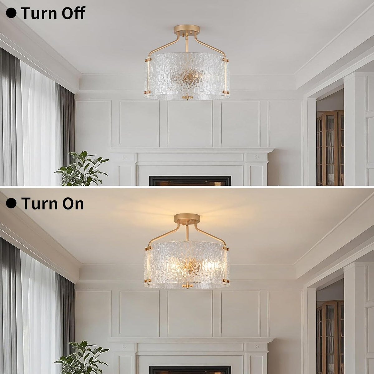 Gold 16Inch Semi Flush Ceiling Light Fixture Radiant