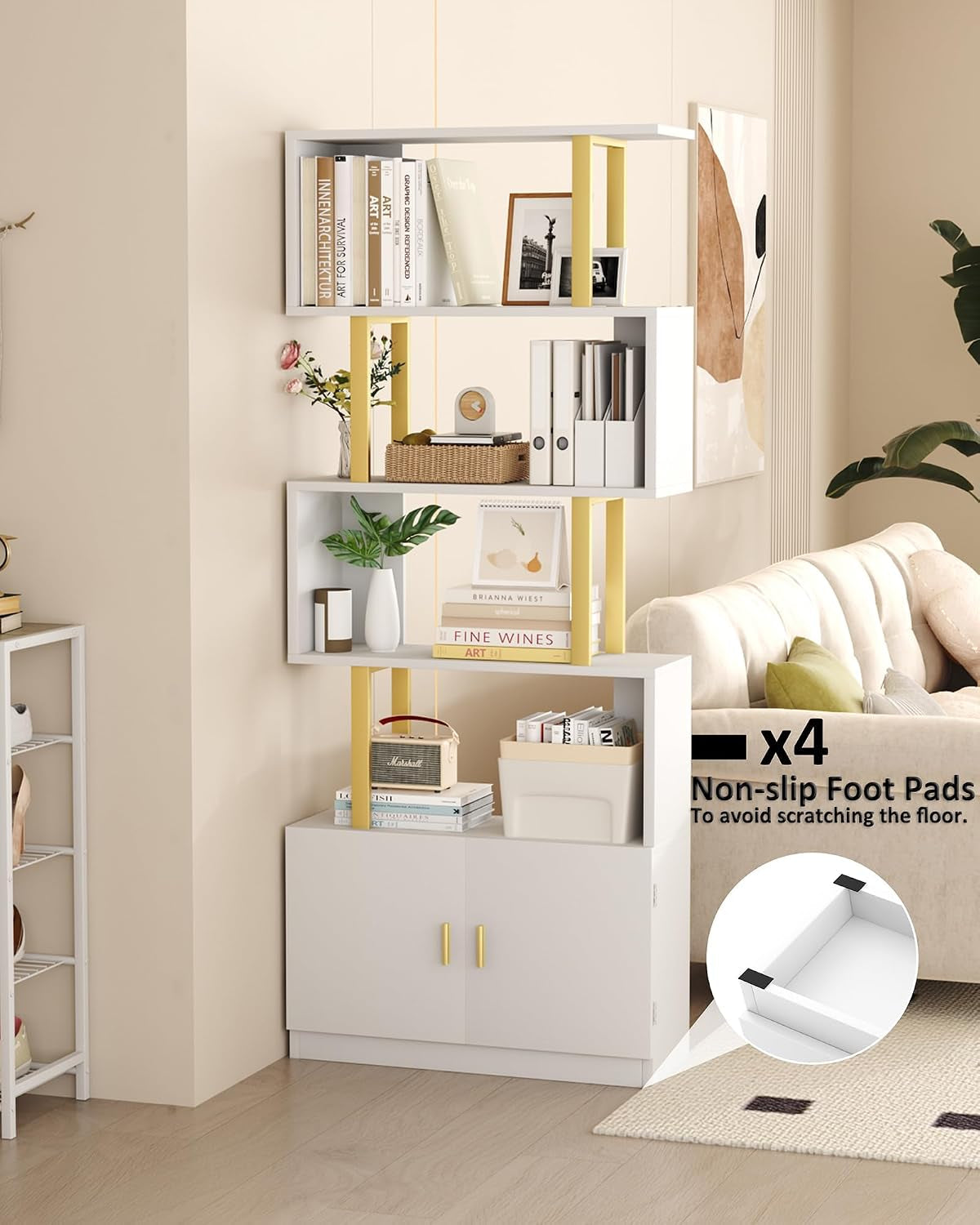 Modern S Shaped Geometric Wooden Decorative Bookcase