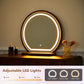 Walnut Vanity Desk Mirror With Integrated Lighting