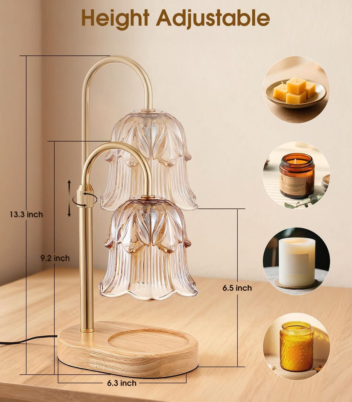 Candle Warmer Lamp With AdjustableTimer Dimmable LED