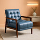 Blue Premium Genuine Leather Tufted Upholstered Chair