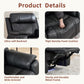 Black Leather Ambient Lighting Power Recliner Sofa