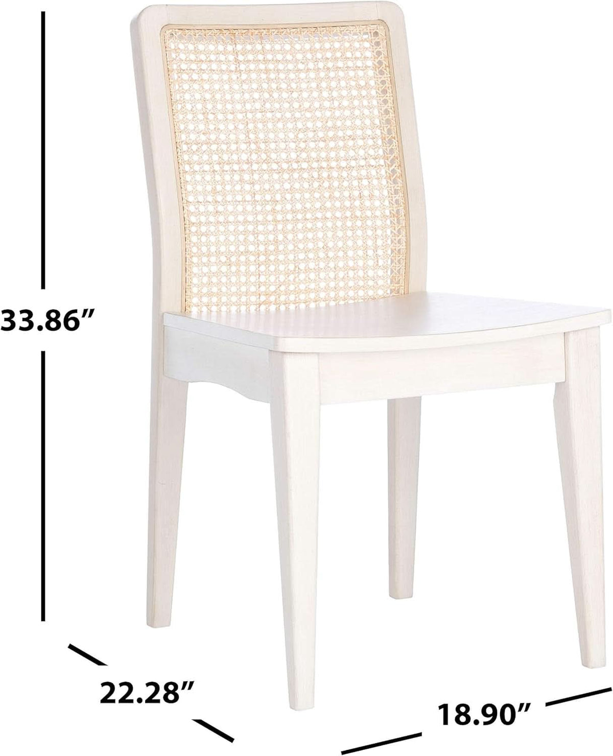 Coastal White And Natural Rattan Dining Chair Set Of 2