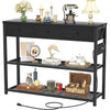 Black Console Table With USB Ports And Outlets For Living Room-1