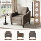 Linen Upholstered Accent Chair With Foldable Table