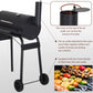 Charcoal Barbecue Grill Offset Smoker Black Wheels