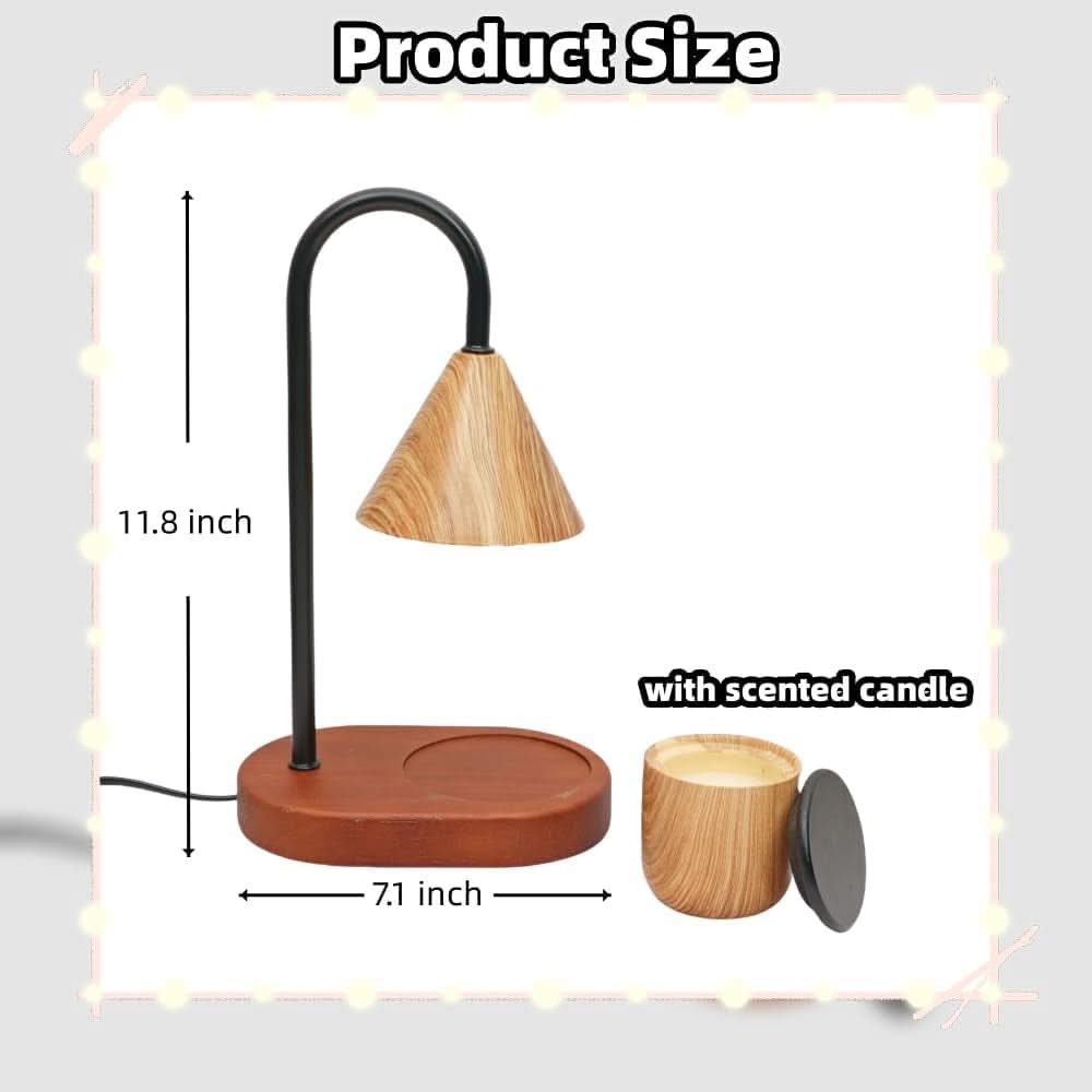 Candle Warmer Lamp Wood Grain Dimmable Wax Melt Warmer-3
