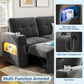 84 Inch Sleeper Sofa Bed Dark Grey Velvet With LED Storage