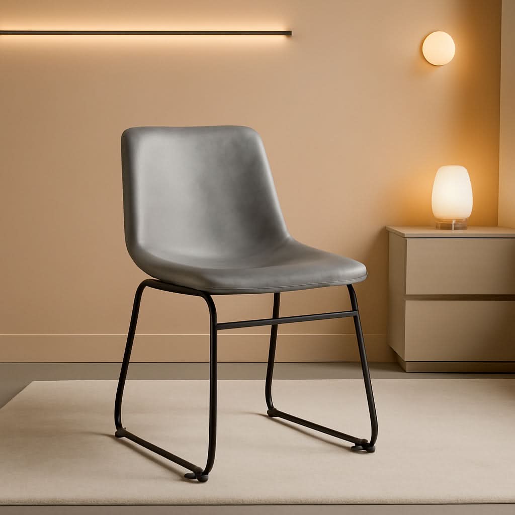 SlateGrey 18Inch Faux Leather Dining Chairs Set Of Two