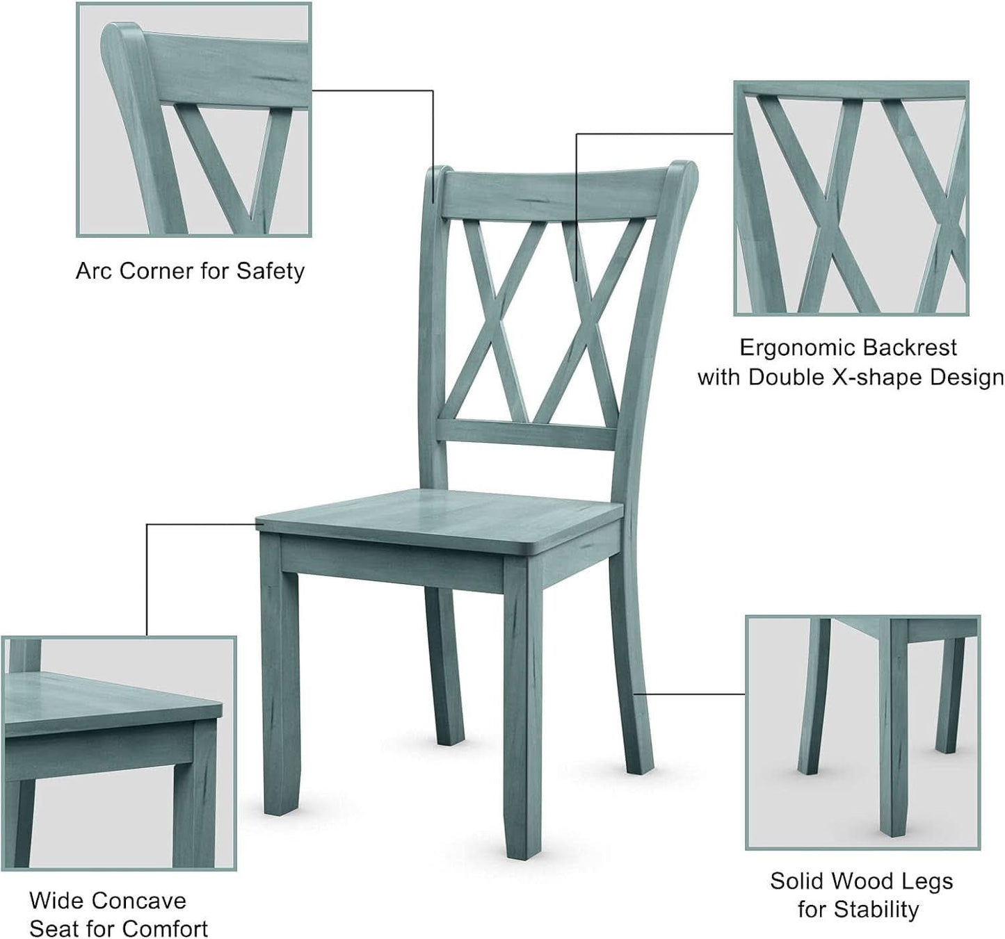 2 Rubberwood Dining Chairs With Ergonomic Backrest