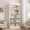 White Five Tiered Farmhouse Bookcase Double Fluted