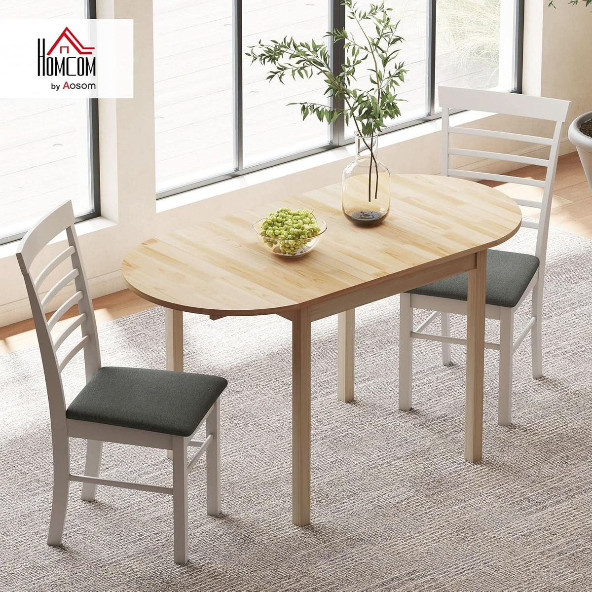 55 Inch Solid Pine Dropleaf Dining Table Expandable