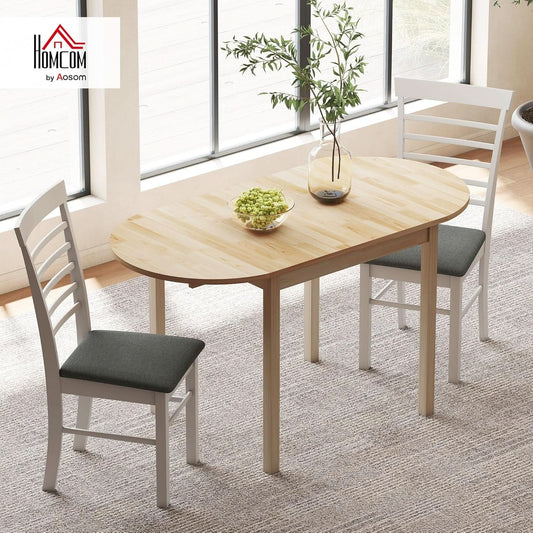 55 Inch Solid Pine Dropleaf Dining Table Expandable