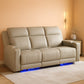 Grey Luxurious Leather Reclining Sofa With Headrest