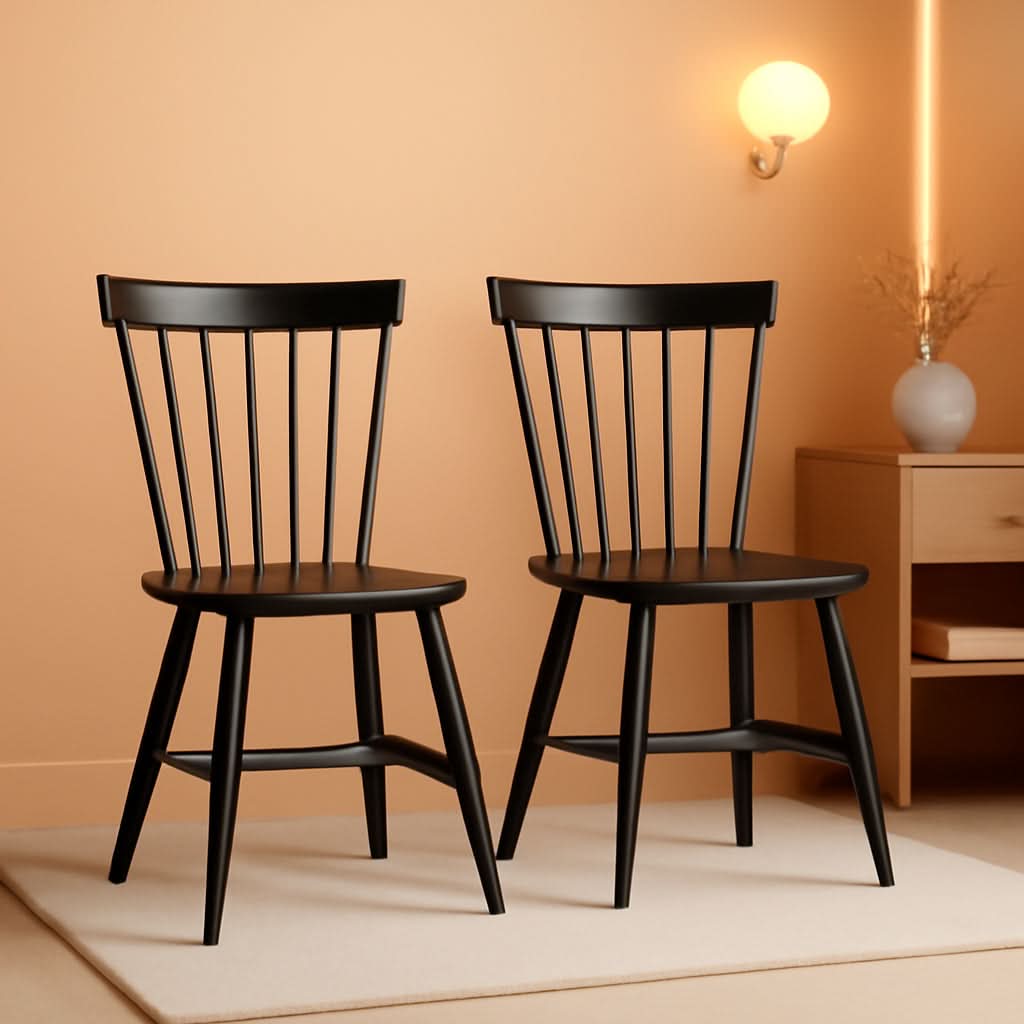 Parker Spindle Windsor Dining Chair Set Of 2 Black 17 Inch